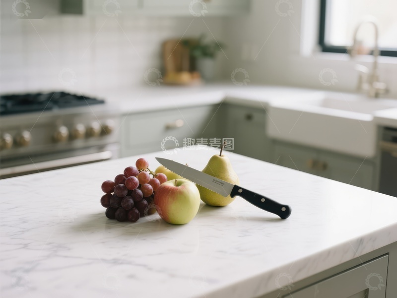 高清大图下载【趣麦麦图】厨房台面水果与刀具