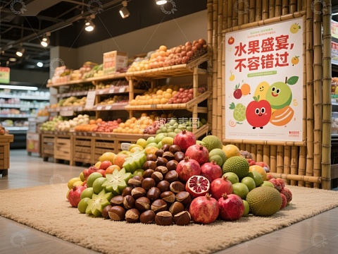 水果盛宴展示，色彩缤纷吸引顾客