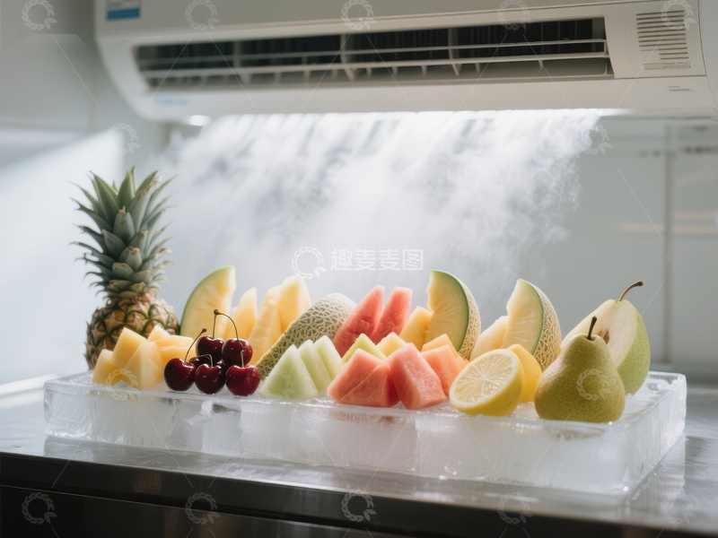 高清大图下载【趣麦麦图】冰块上的新鲜水果拼盘