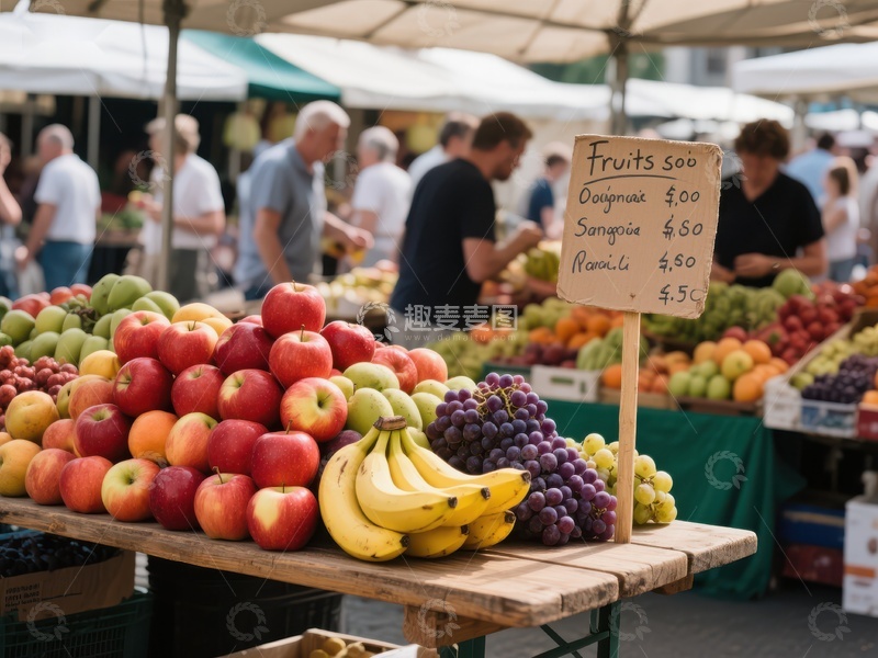 高清大图下载【趣麦麦图】市场摊位展示新鲜水果