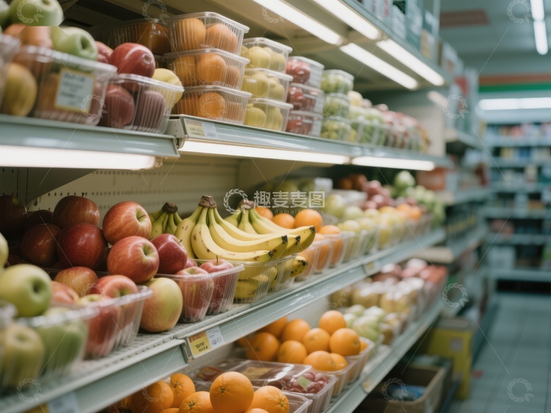 高清大图下载【趣麦麦图】超市水果区货架陈列