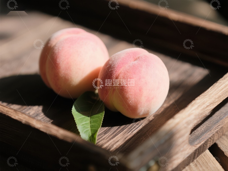 高清大图下载【趣麦麦图】阳光下的新鲜桃子