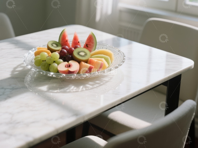 高清大图下载【趣麦麦图】水果拼盘置于明亮餐桌之上