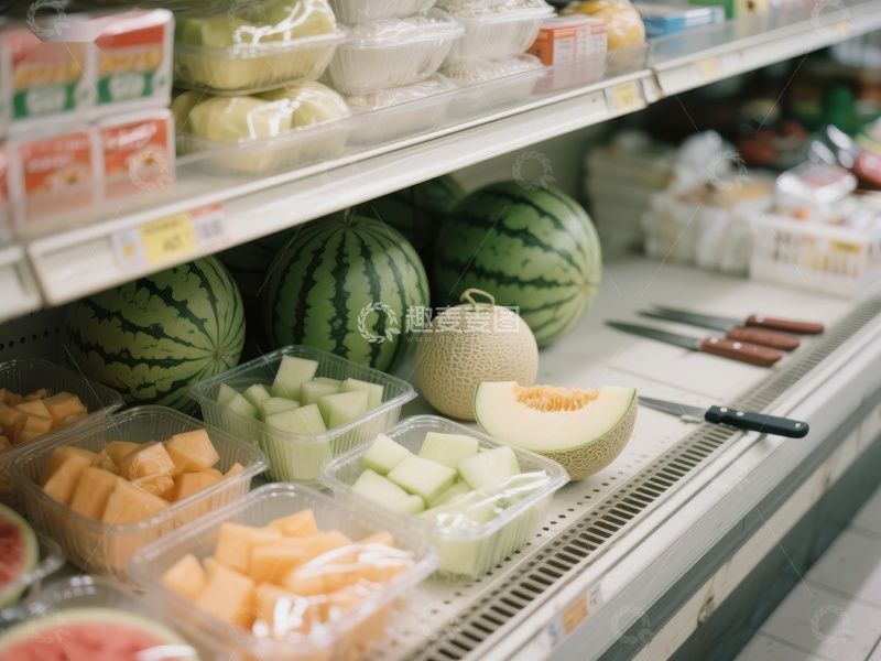 高清大图下载【趣麦麦图】超市水果区展示新鲜瓜类