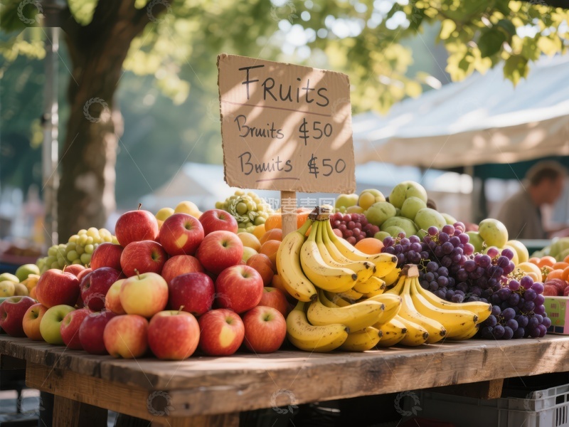 高清大图下载【趣麦麦图】市场摊位展示新鲜水果