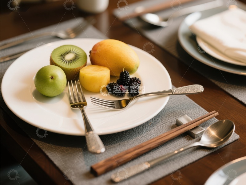 高清大图下载【趣麦麦图】精致餐桌上的水果与餐具