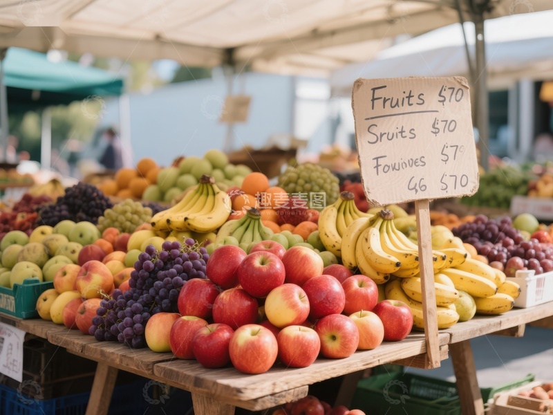 高清大图下载【趣麦麦图】市场摊位展示新鲜水果