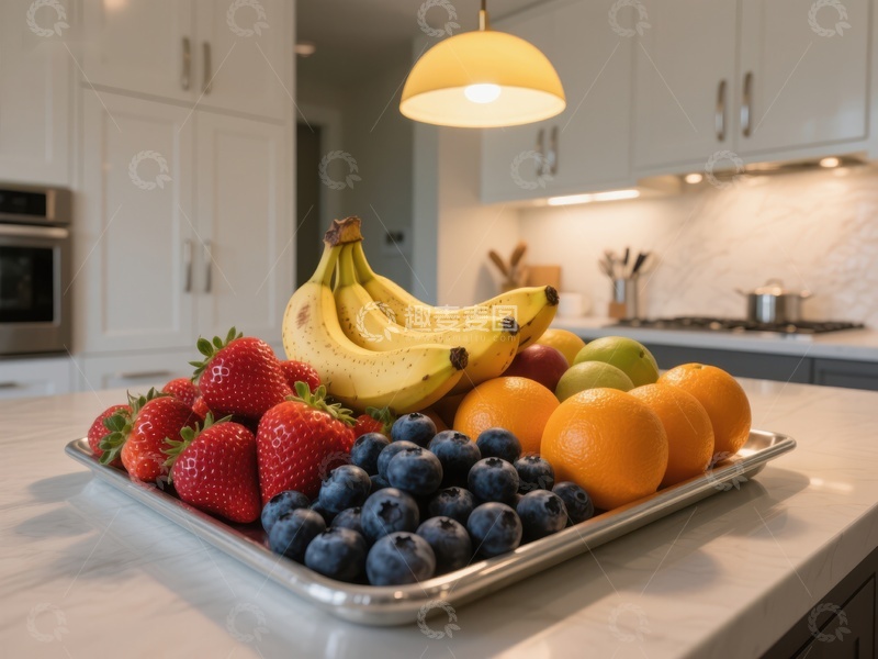 高清大图下载【趣麦麦图】厨房台面上的水果拼盘