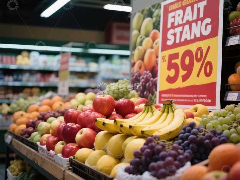 高清大图下载【趣麦麦图】超市水果区促销展示