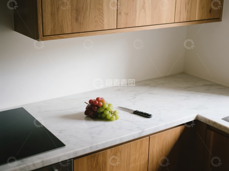 高清大图下载【趣麦麦图】现代厨房大理石台面与葡萄