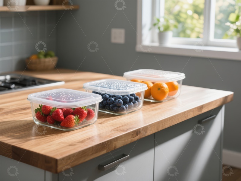 高清大图下载【趣麦麦图】厨房台面摆放的水果保鲜盒