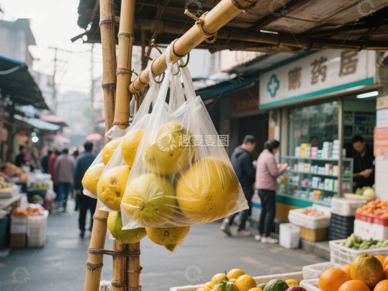 市场摊位上的柚子
