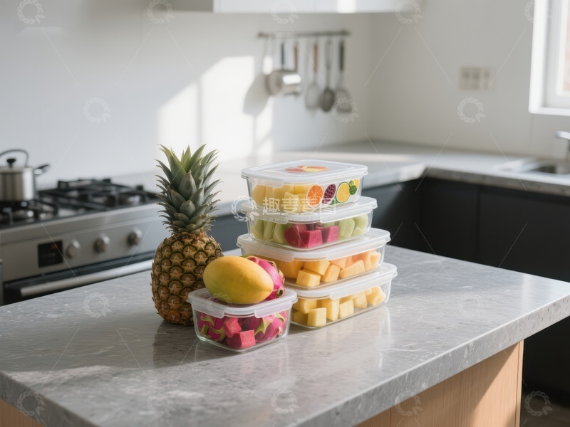 高清大图下载【趣麦麦图】厨房台面摆放的水果保鲜盒