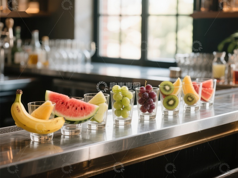 高清大图下载【趣麦麦图】吧台上的新鲜水果拼盘