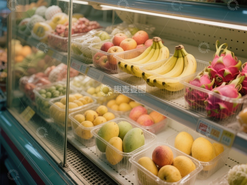 高清大图下载【趣麦麦图】超市水果冷藏柜展示