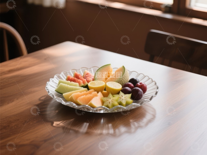 高清大图下载【趣麦麦图】桌上摆放的精美水果拼盘