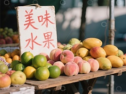 美味水果摊位展示新鲜果品