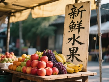 新鲜水果摊位展示