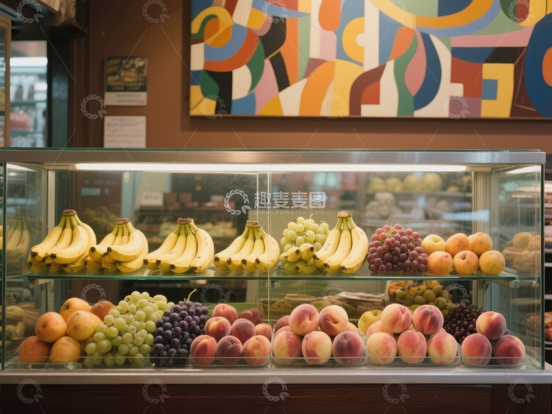 高清大图下载【趣麦麦图】水果展示柜内的多彩新鲜水果
