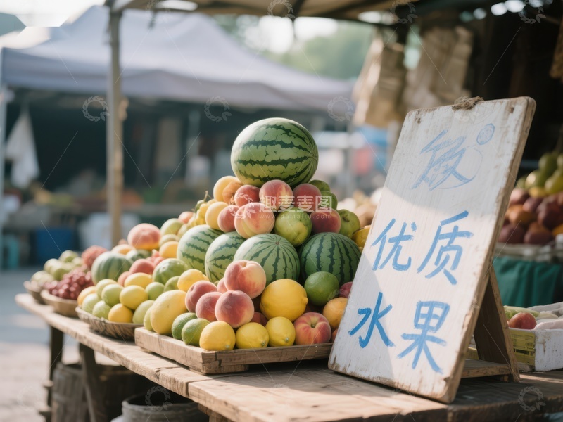 高清大图下载【趣麦麦图】市场摊位展示新鲜水果
