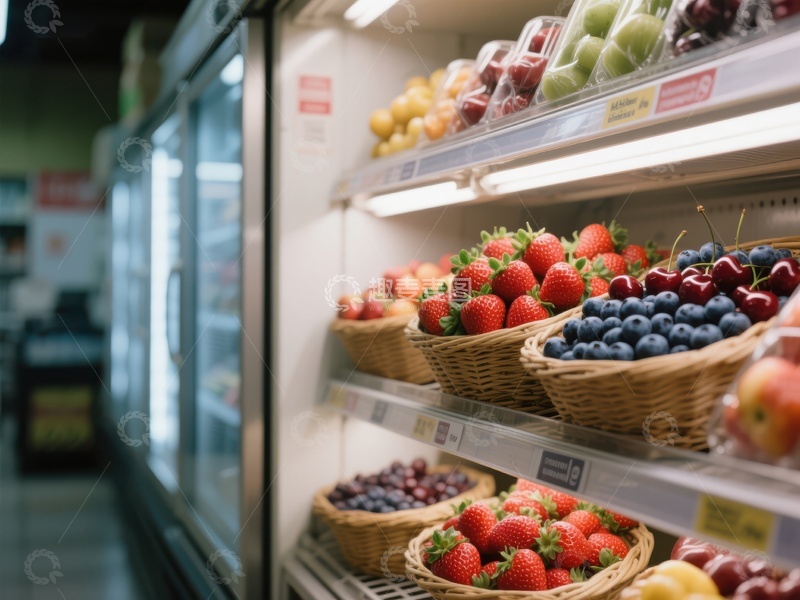 高清大图下载【趣麦麦图】超市冷藏区新鲜水果陈列