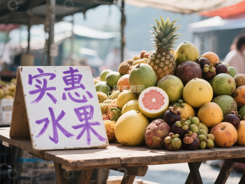 高清大图下载【趣麦麦图】实惠水果摊位展示多样新鲜水果