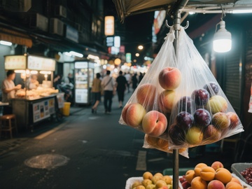 夜市水果摊的温馨景象