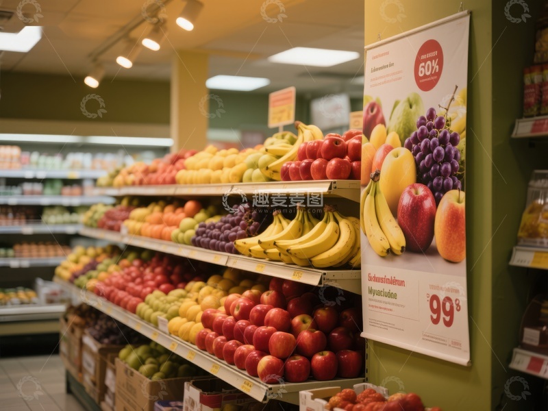 高清大图下载【趣麦麦图】超市水果区陈列展示