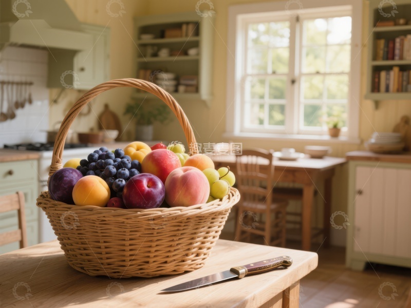 高清大图下载【趣麦麦图】厨房里的水果篮