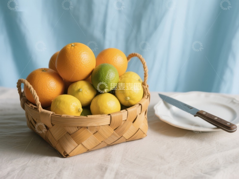 高清大图下载【趣麦麦图】篮子里的橙子和柠檬