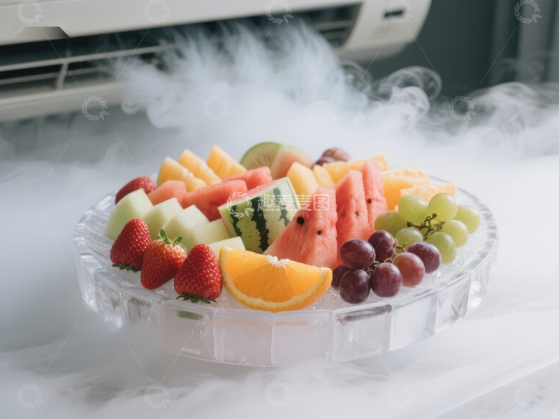 高清大图下载【趣麦麦图】干冰环绕的水果拼盘