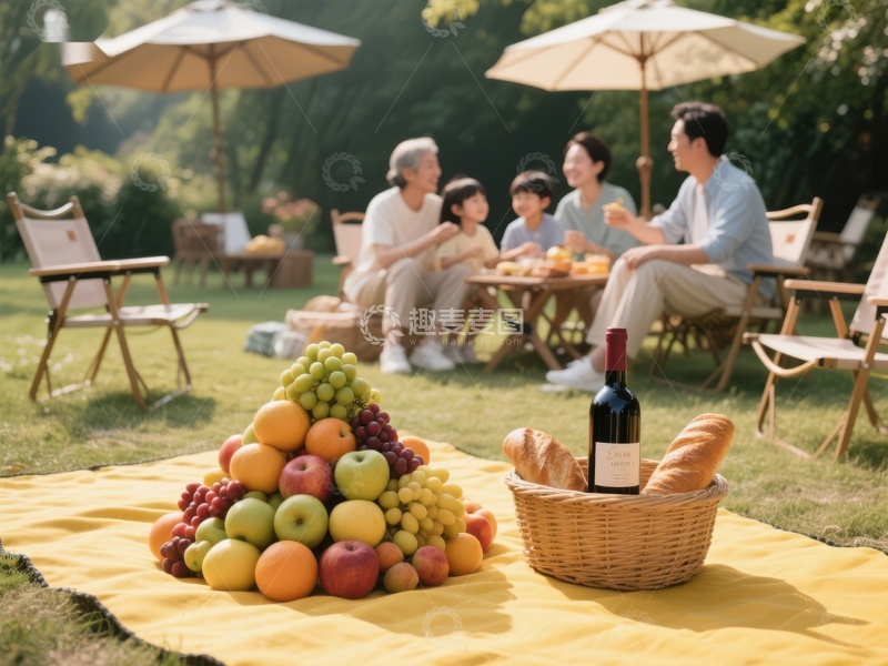 家庭户外野餐，共享欢乐时光