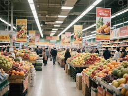 超市水果区顾客选购商品