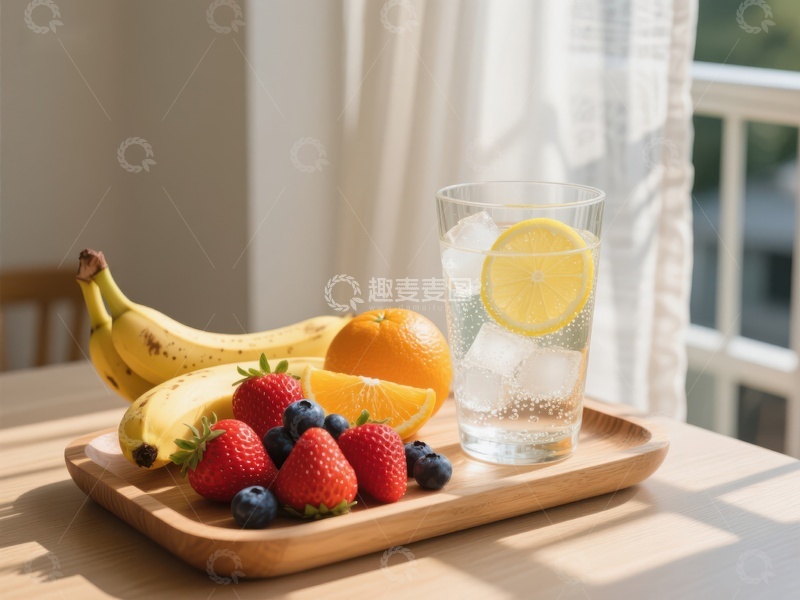高清大图下载【趣麦麦图】清新水果与柠檬水早餐