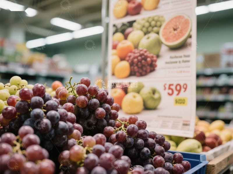 高清大图下载【趣麦麦图】超市水果区葡萄展示