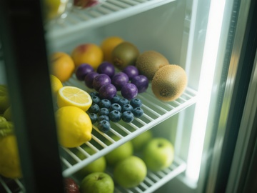 冰箱内的新鲜水果排列