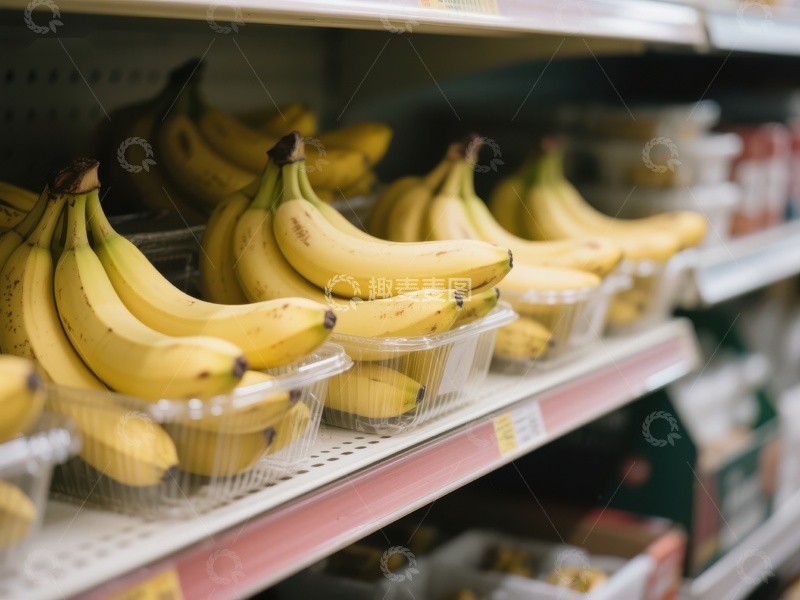 高清大图下载【趣麦麦图】超市货架上的香蕉