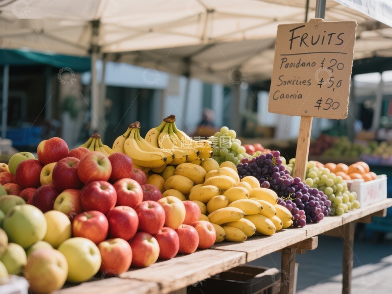 高清大图下载【趣麦麦图】市场摊位展示新鲜水果