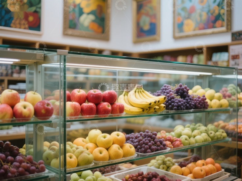 高清大图下载【趣麦麦图】水果展示柜内的新鲜水果
