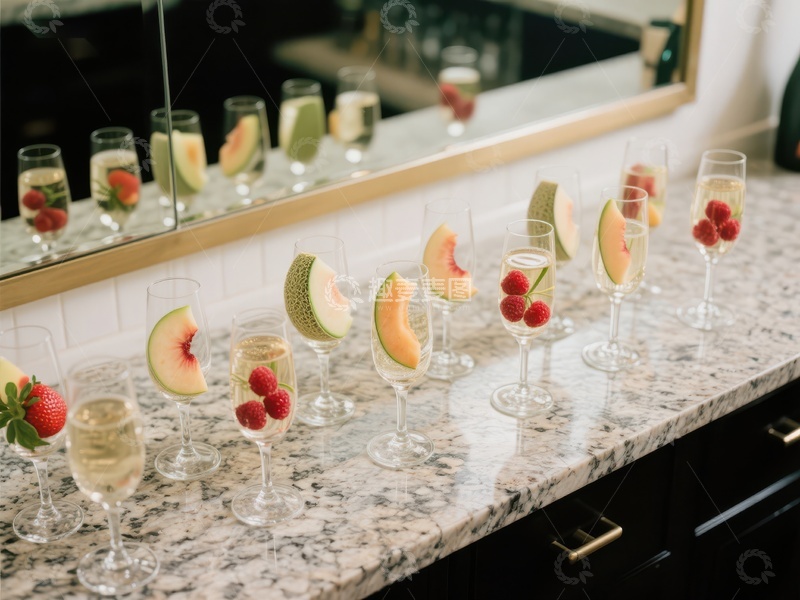 高清大图下载【趣麦麦图】精致水果香槟杯排列展示