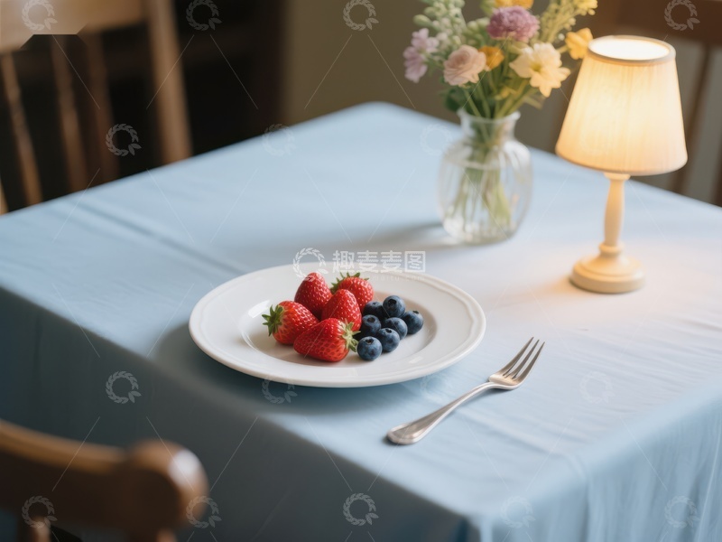 高清大图下载【趣麦麦图】餐桌上的水果与花瓶