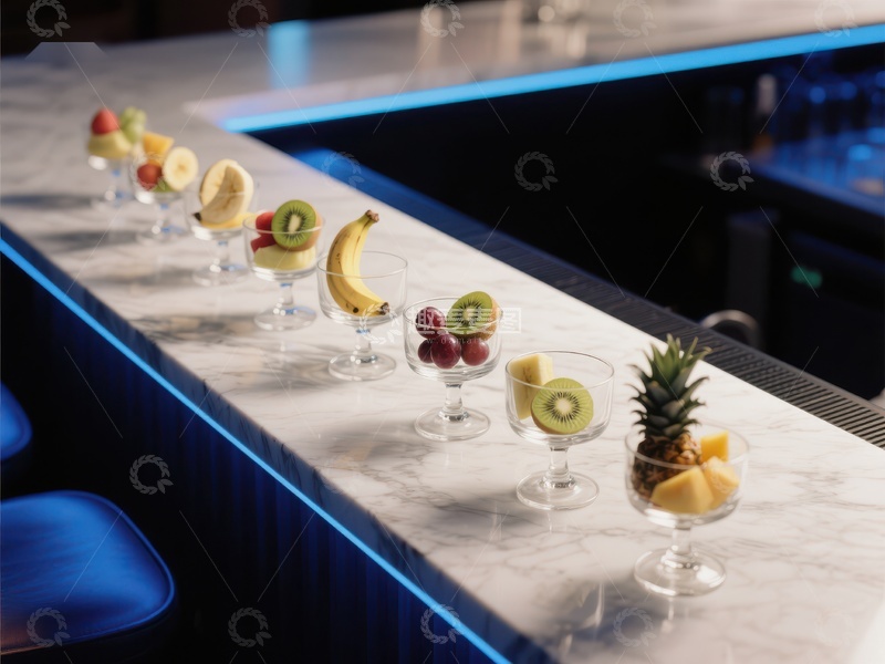 高清大图下载【趣麦麦图】现代吧台上的精致水果拼盘