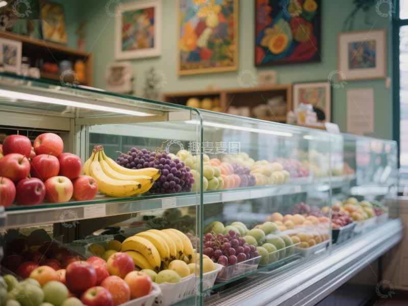高清大图下载【趣麦麦图】水果店展示柜内的新鲜水果