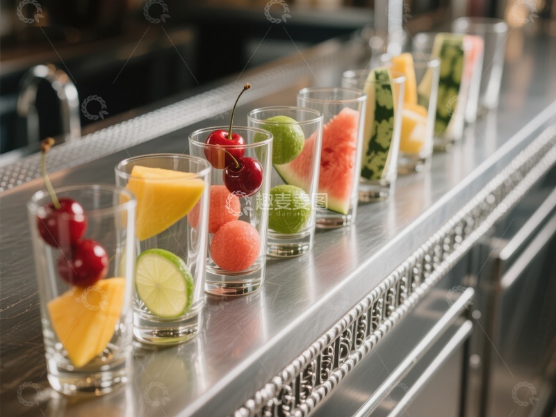 高清大图下载【趣麦麦图】吧台上的水果装饰杯