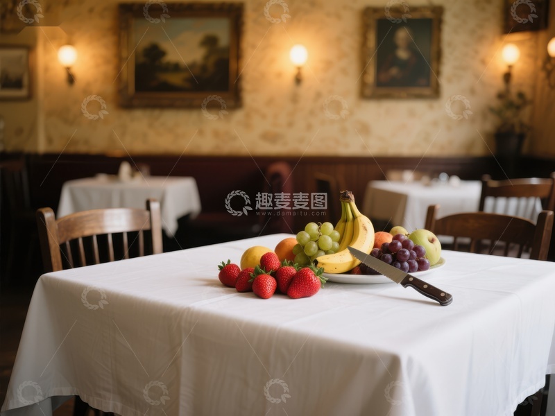 高清大图下载【趣麦麦图】餐厅餐桌上的新鲜水果