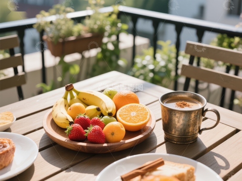 高清大图下载【趣麦麦图】阳台上的早餐布置