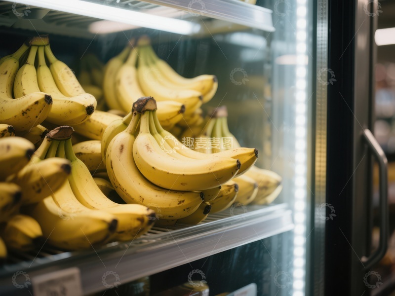 高清大图下载【趣麦麦图】冷藏柜中的新鲜香蕉