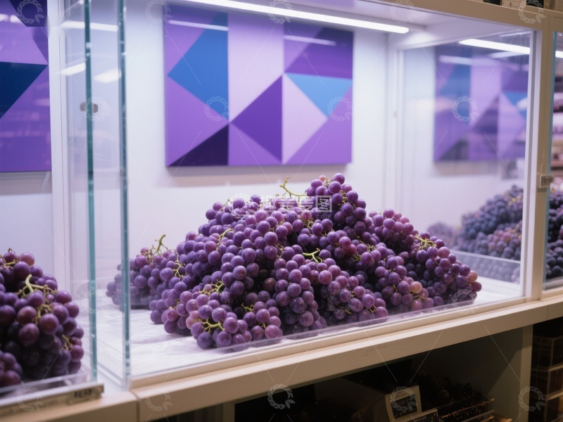 高清大图下载【趣麦麦图】展示柜中的紫色葡萄