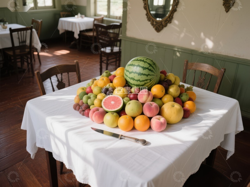 高清大图下载【趣麦麦图】餐桌上的新鲜水果堆