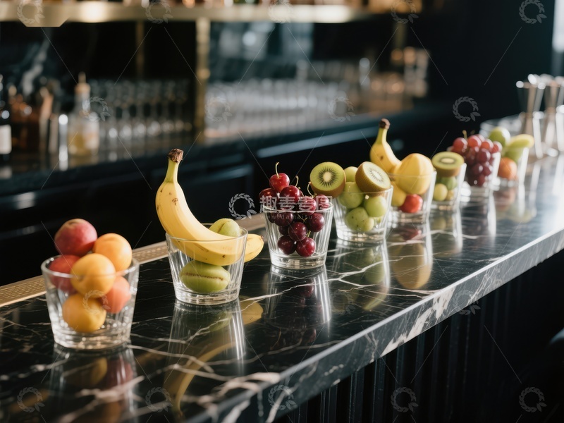 高清大图下载【趣麦麦图】吧台上的新鲜水果展示